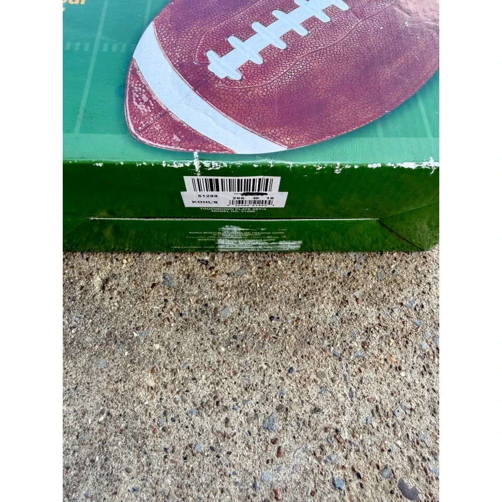 Boston Warehouse Touchdown Football Ceramic Plate Set of 4 Game Day 51299